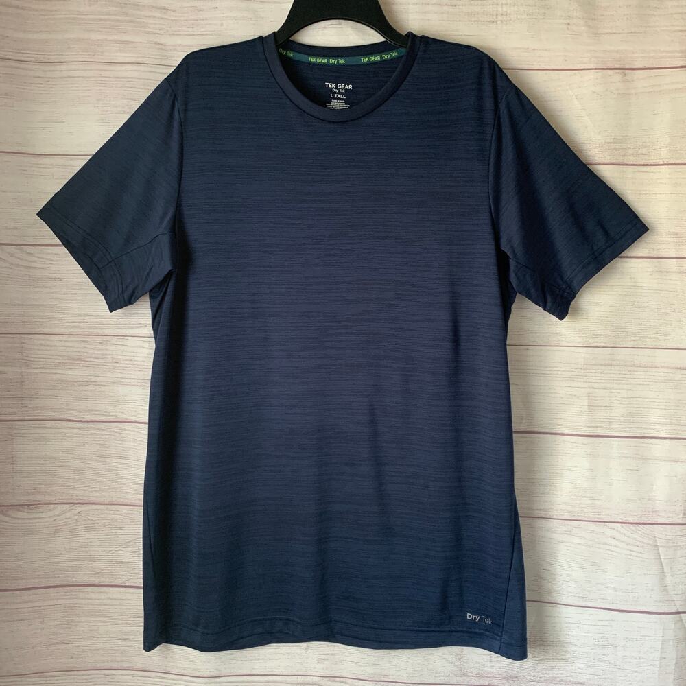 Tek Gear Dry Tek Men's Navy Blue Short Sleeve Athletic Shirt Size L Tall